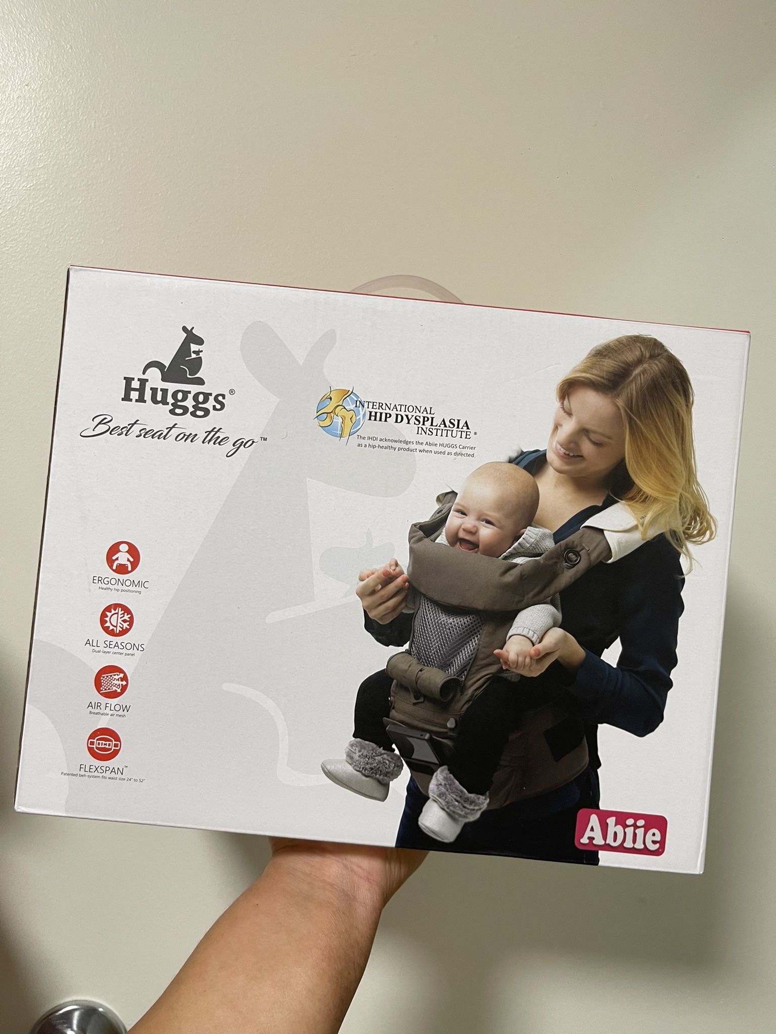 Abiie HUGGS 3-in-1 Baby Carrier w/Hip Seat - Front Facing, Hip Hugger, Back Baby Carrier