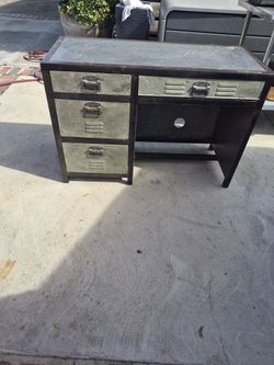 Vintage Locker Single Pedestal Storage Desk Iron Construction  48LX 18 W 29 H