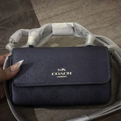 Metallic Blue Cross Body Mini Coach Bag Brand New Never Worn