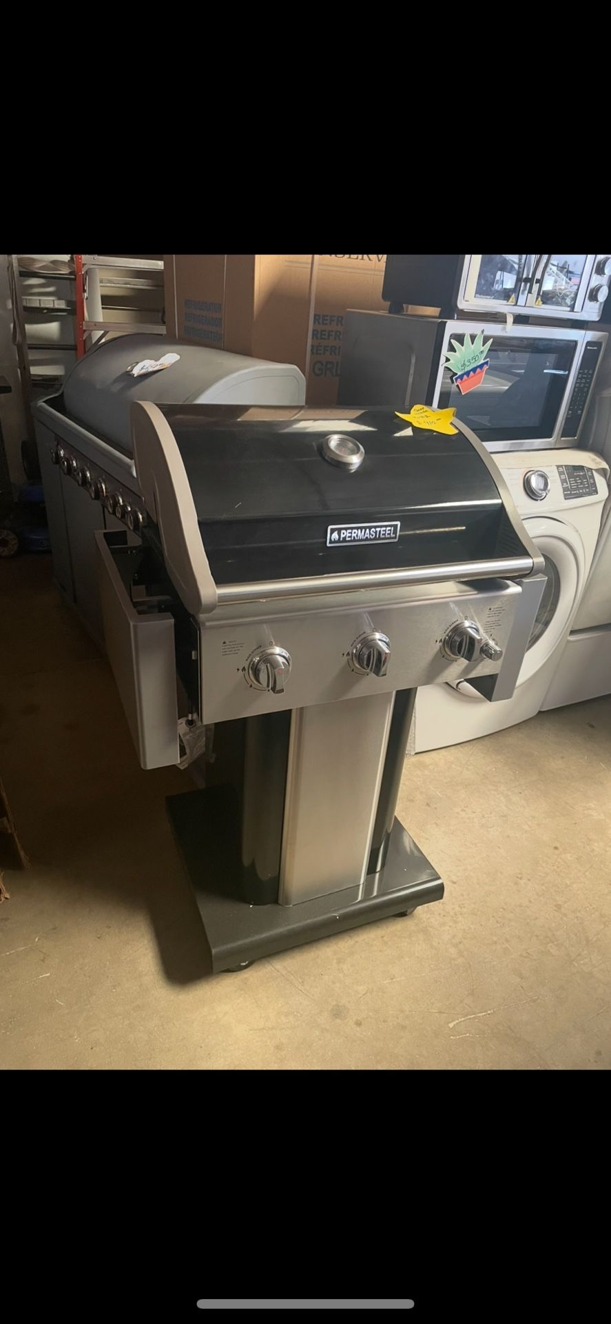 Bbq Grill Permastel 3 Burner Black X Cover