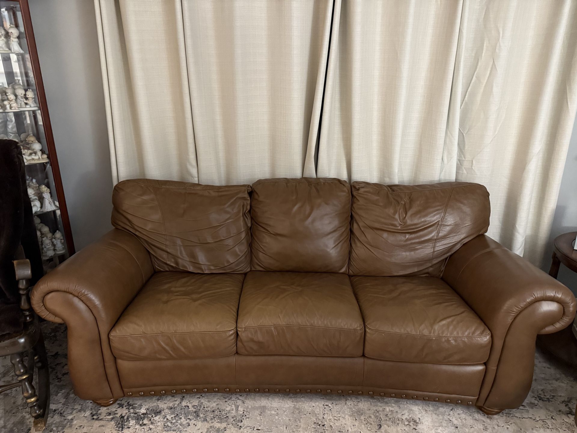 2 Brown Leather Couches For Sale $500 For Both (Raymour & Flanigan)