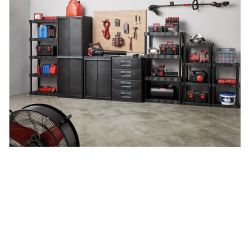 Hyper Tough 13.88"D x 30"W x 56.2"H 4 Shelf Plastic Garage Shelves, Black