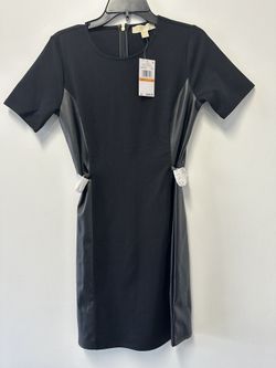 Michael Kors Elegant Black Dress With Leather Inserts SIZE SMALL With Tags 