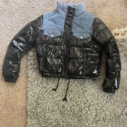 Patent Denim Crop Jacket 