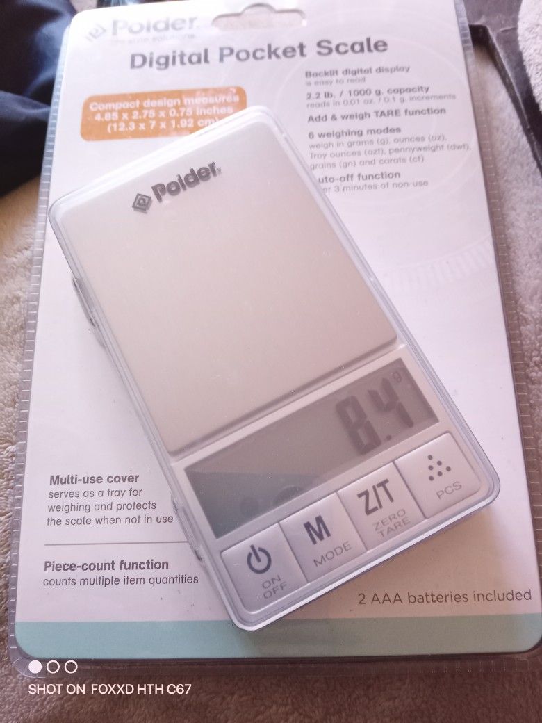 Polder Digital Pocket Scale Silver ~ Brand New