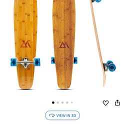 One Time Used Magneto 44 inch Kicktail Cruiser Longboard Skateboard | Bamboo and Hard Maple Deck | Made for Adults, Teens, and Kids