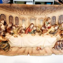 The Last Supper Resin Wall Hanging Jesus & His 12 Disciples VINTAGE