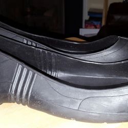 Oshatoes Jet Black Safety Cap PVC Low Cut Rubbers Overshoes, For Men's, Size XL
