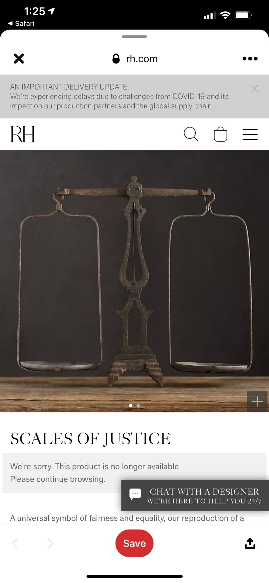Restoration Hardware RH Scales Of Justice