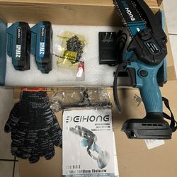 BEI & HONG Mini Chainsaw Cordless 6-Inch with 2 Battery, Mini Power Chain Saw with Security Lock, Ha