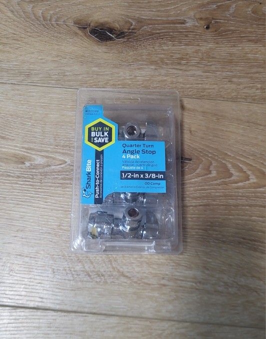SharkBite 1/2-in Compression x 3/8-in OD Compression Brass Quarter Turn Stop Angle Valve (4-Pack)