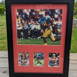 J.J. Stokes Signed Action Photo with Trading Cards - Football Memorabilia