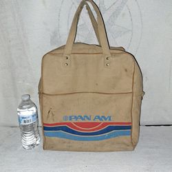 Vintage 1960's/70's Pan Am Airlines Canvas Travel Bag (No Shoulder Strap) Has Metal Zipper