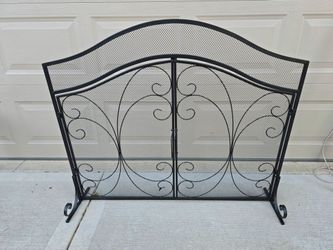 Fireplace Screen Guard with Doors Black Mesh 44x37