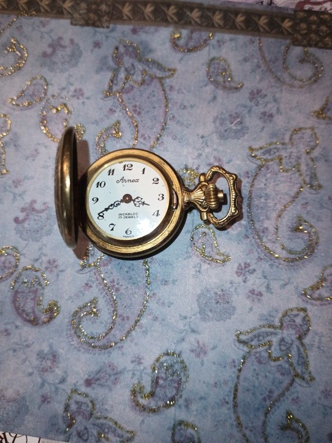 Vintage ARNEX France Filigree 17J Hand Winding Mechanical Pendant Pocket Watch