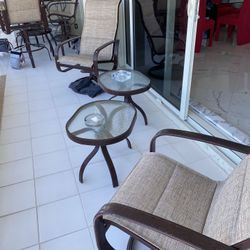 Patio Furniture 2 Swivel Chairs And End Table Matching High Top W 4 Chairs Available Too