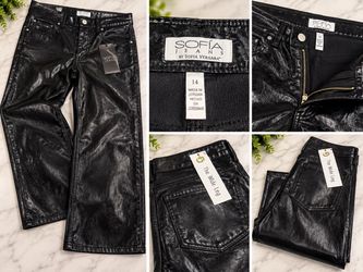 D. Jeans Black Faux Leather Wide Leg Pants