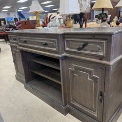 Beautiful Gray Wood Media Console - 72” x 21” x 36” 
