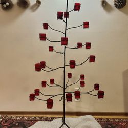 Contemporary Red Votive Christmas Tree