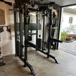 PRO SERIES Ultimate 3-1 Half Rack Functional Trainer w/Smith Machine Bar | 400lb Stack | Gym Equipment | Fitness | Commercial | Squat Rack 