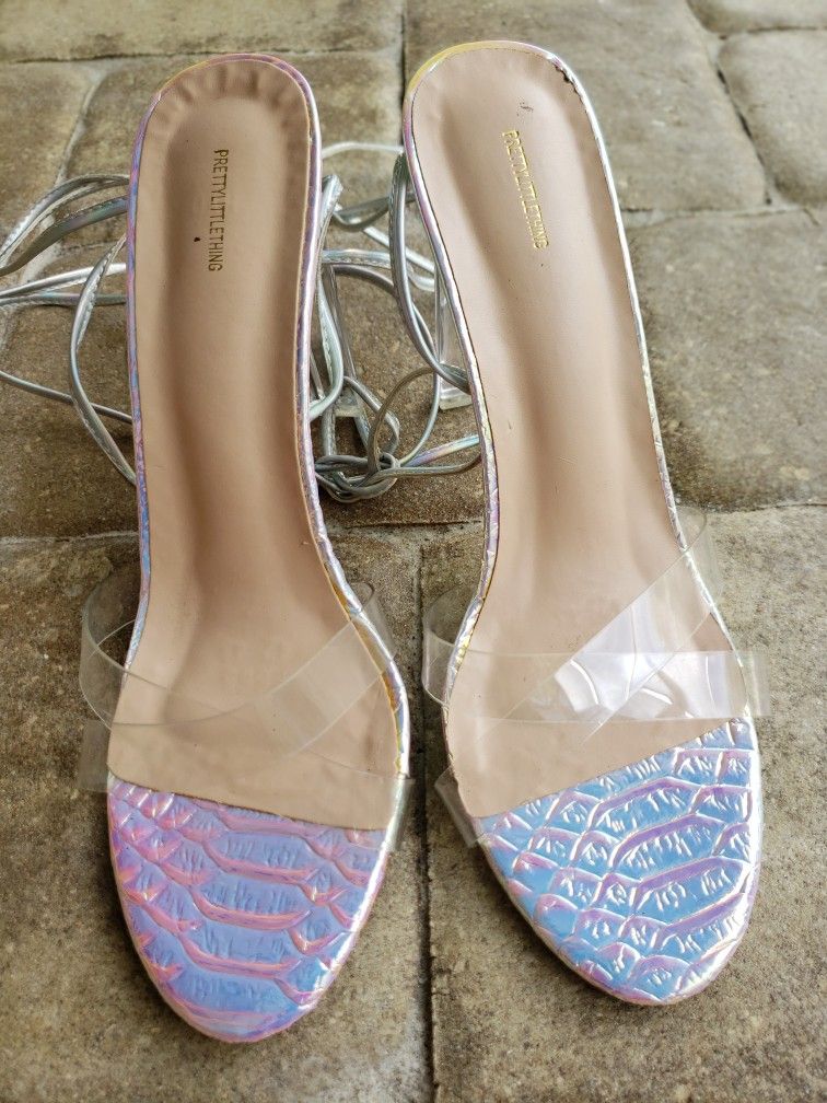 Transparent Crystal Heel Lady's Shoes in size 5-6 by Pretty Little Thing. Mint.