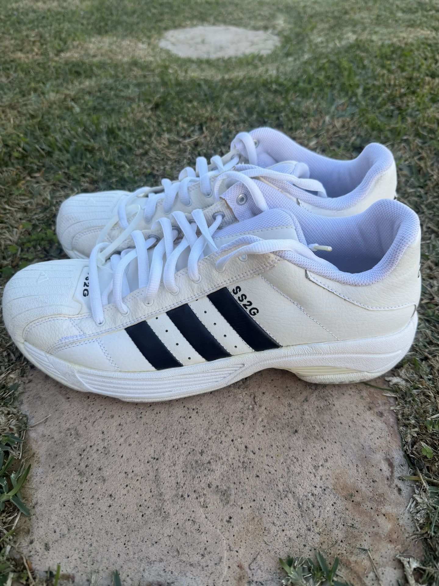 VINTAGE ADIDAS SUPERSTAR 2 SS2G SIZE 11.5 MENS 3 NAVY BLUE STRIPES SHELL TOE