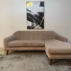 Rose Velvet 3-Seater Reversible Sectional Sofa