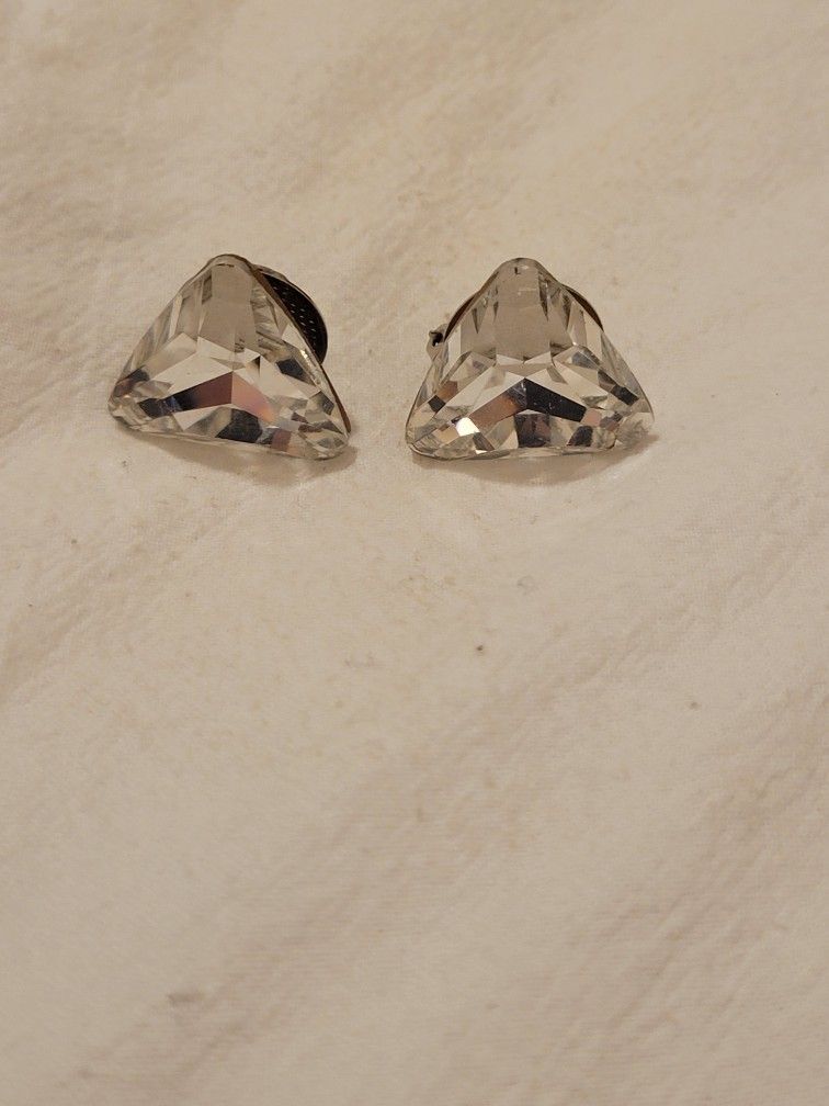 Large CRYSTAL Rhinestone STATEMENT Clip On Earrings