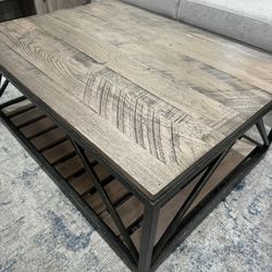 Ethan Allen Beam Metal Base Coffee Table /Mesa De Ethan Allen
