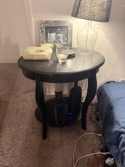 Black Oval Side Table 