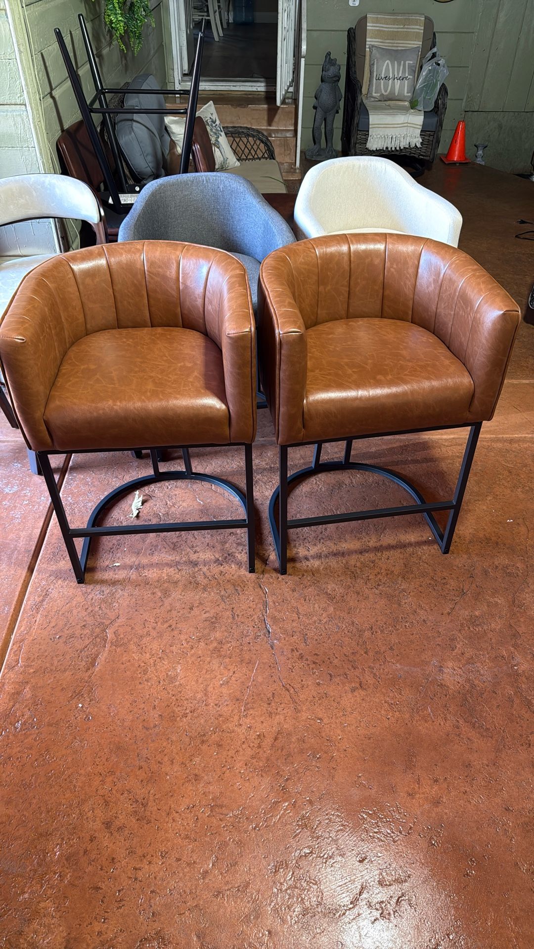 Set Of 2 Bar Stools Maple Brown And Black $70