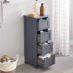Bathroom Cabinet, Storage Unit, Free Standing Cabinet with 4 Drawers, 30 x 30 x 82 cm, for Bathroom, Living Room, Dining Room, Kitchen, Mo