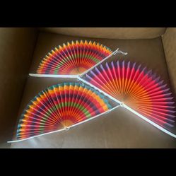 3- Colorful Paper Hanging Fan Decorations 