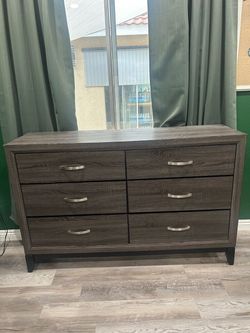 Dark Grey Dresser: 6 Drawers