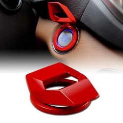Universal Lambo Style Aluminum Engine Start Stop Button Decor Ring Trim Cover -(1-EG-285-RD