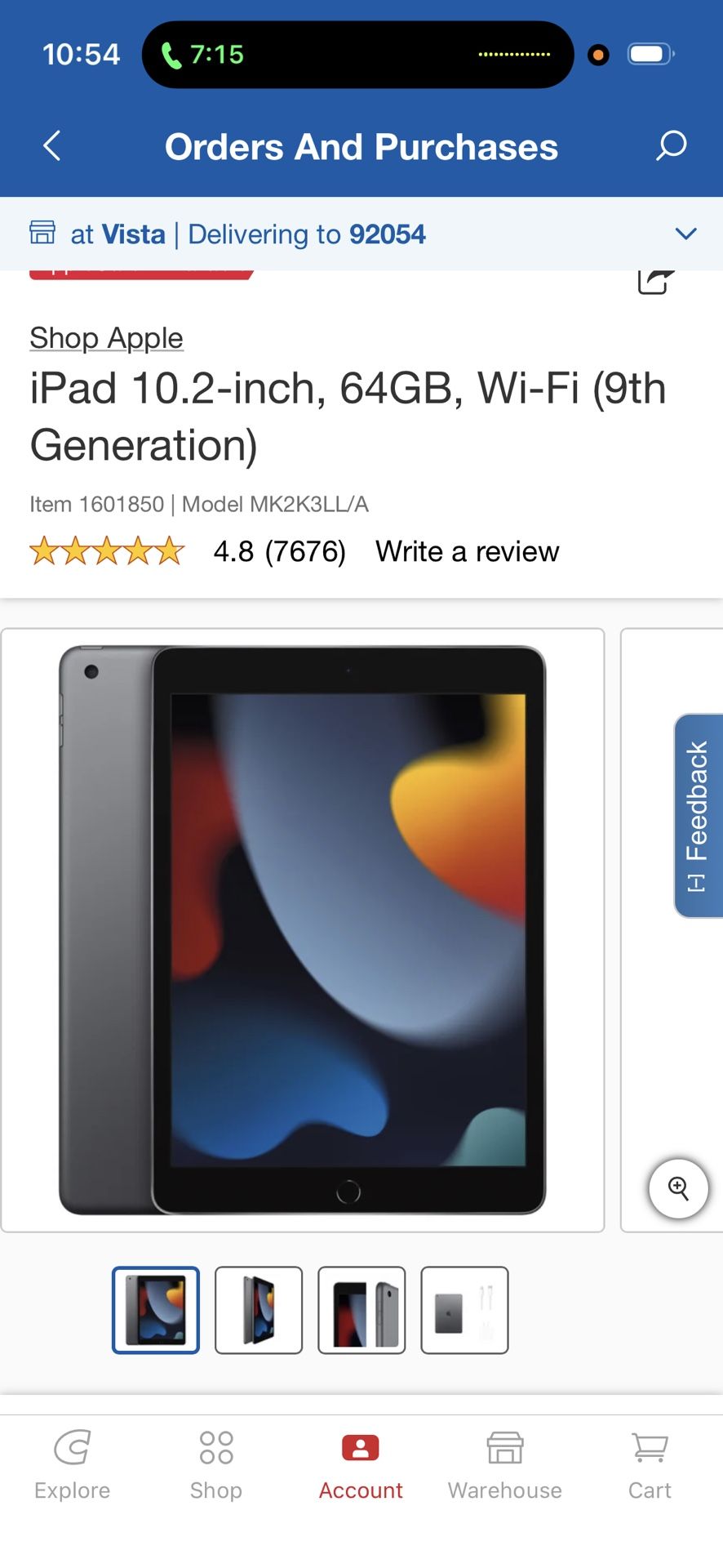 Apple iPad 10.2-inch, 64GB, Wi-Fi (9th Generation)