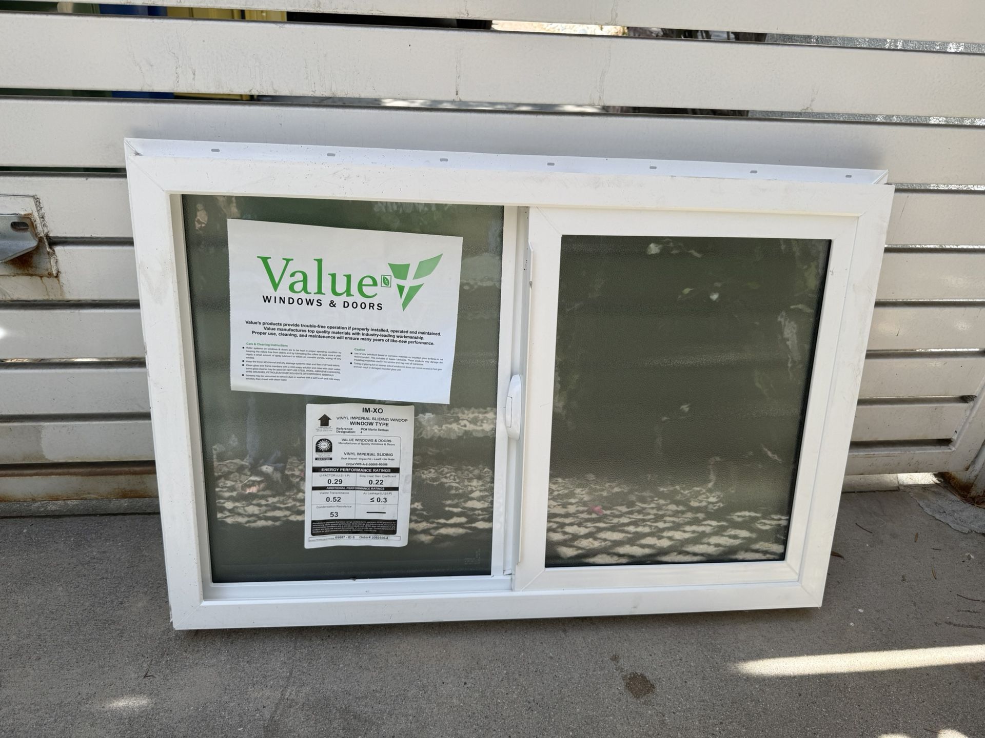 Value Double pane window with screen 35 1/2 W x 23 1/2 H frosted tempered glass window