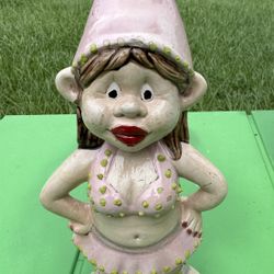 Vintage Tropical Beach Girl Garden Gnome