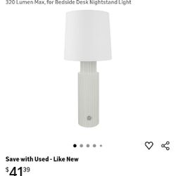 Cordless Modern Resin Table lamp, Fluted Column Base, 5200-mAh Rechargeable Battery, 3-Level Brightness, Build-in Integrated LED 320 Lumen Max, for Be