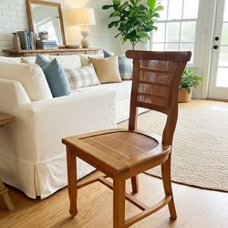 Solid Wood Cane Dining Chair – Vintage Style