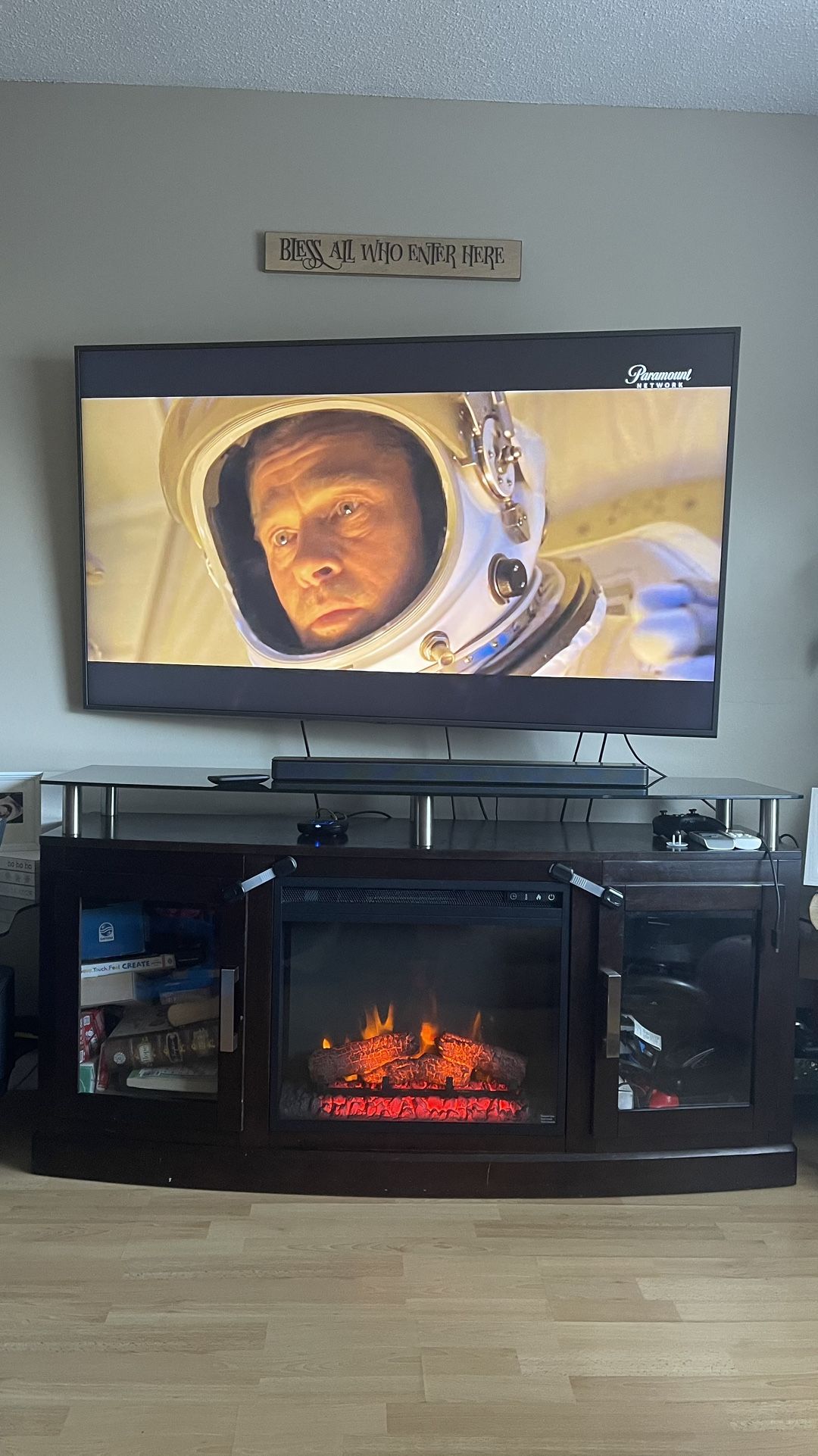 65” TV STAND With FIREPLACE