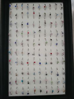 100 Crystal Silver Fashion Rings