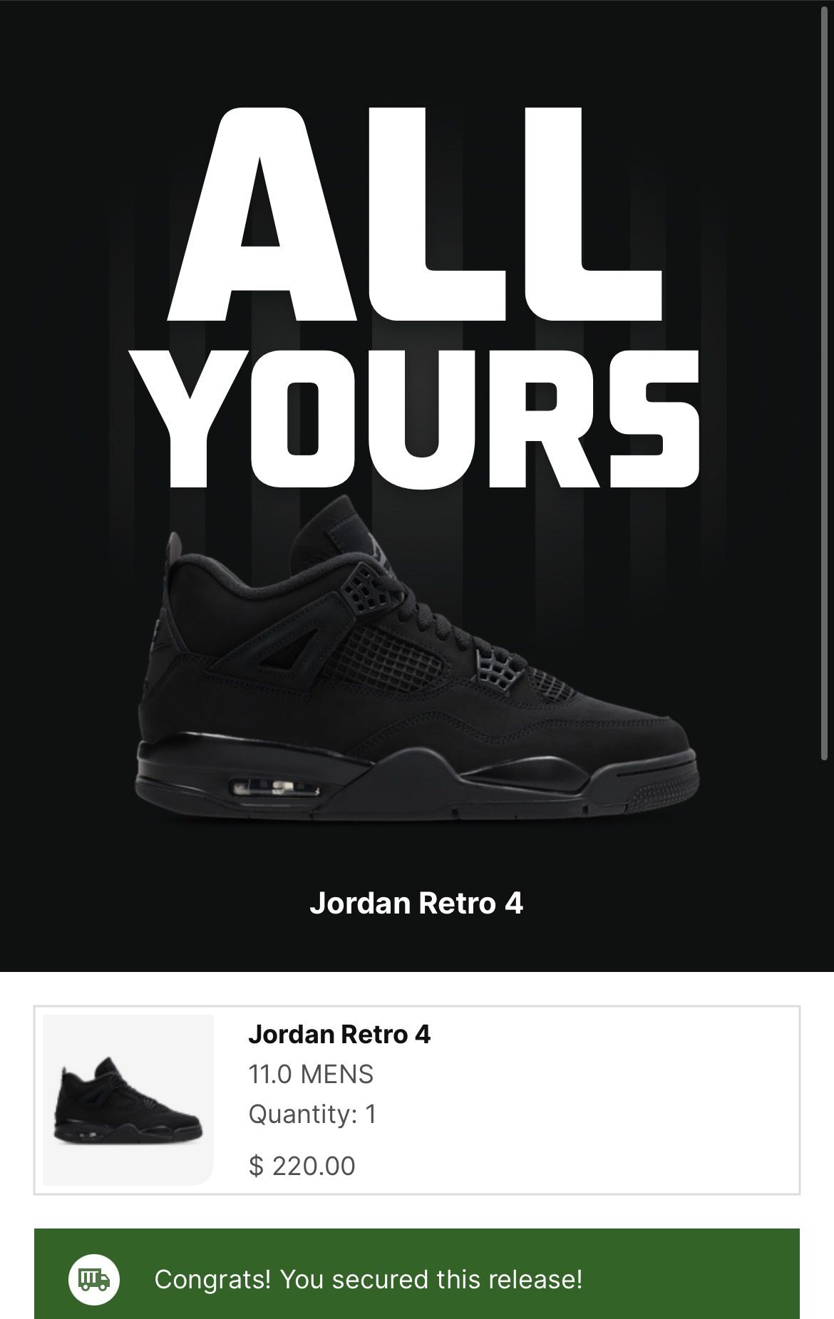 JORDAN BLACK CAT 4’S