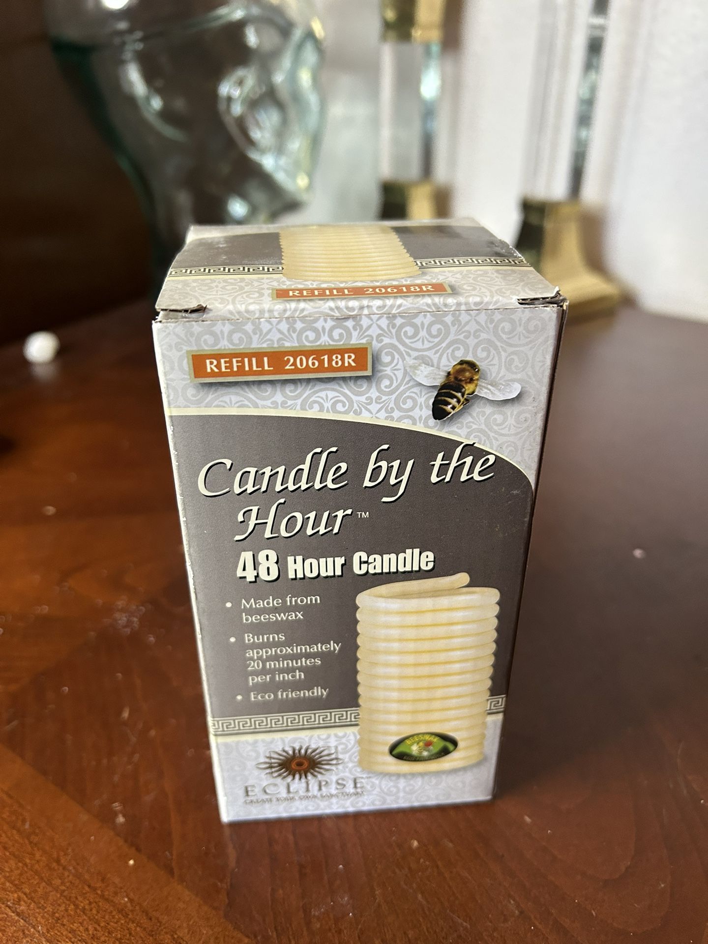 Candle by the Hour 48-Hour Tall Candle, Natural Beeswax with Cotton Wick Refill