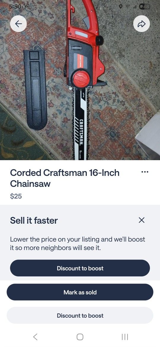 Craftsman Corded 16 In Chain Saw