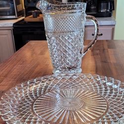 Vintage MCM Large Pitcher And Rare Matching Platter