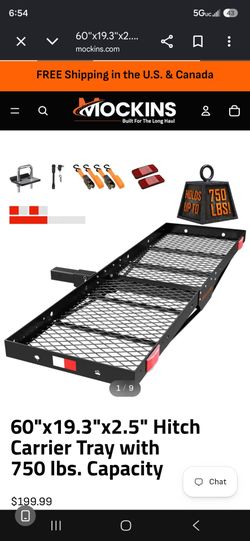 Mockins 60" Hitch Cargo Carrier Tray 750 lb Capacity