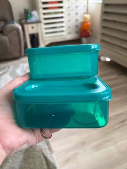 Two piece green see through storage containers