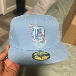 Brand New Hat Club Detroit Tigers 7 7/8 Fitted Hat “Cotton Candy “ Colorway