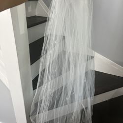 Bride White veil Double Sided 